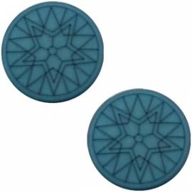 Cabochon Polaris plat 12mm winter star matt deep teal blue 31894