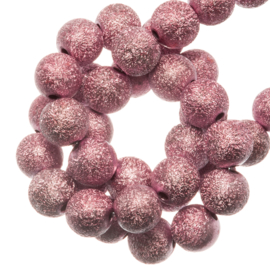 Acrylkraal 8mm rond stardust Mauve Pink i1222