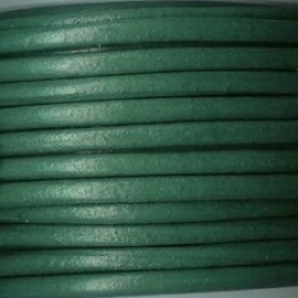 DQ Leer rond 3mm donker turquoise groen per 20cm