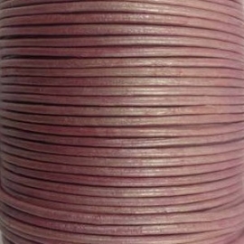 DQ Leer rond 2mm pink metallic per 20cm