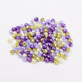 Mix Lavendel glasparels 4mm 25 stuks X006-08