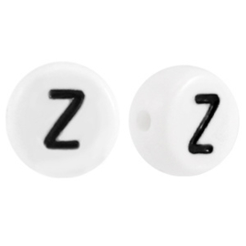 Letterkraal "Z" acryl plat rond 7mm wit-zwart