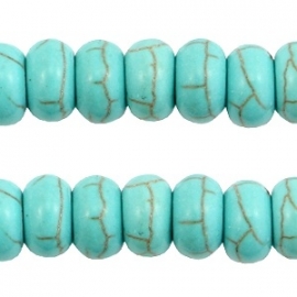 Turquoise Keramiek kralen disc 8mm turquoise blauw 37547