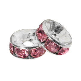 Rhinestone spacer 6x3mm pink K430