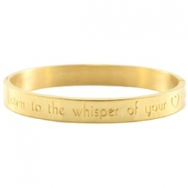 Quote armband goud "listen to the wisper" stainless steel 26249