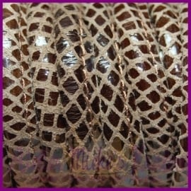 DQ Stitched leer 8x5mm bruin reptiel