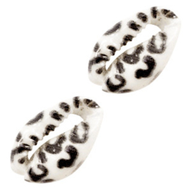Kauri schelp kralen leopard black-white 67903