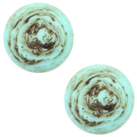 Cabochon Polaris plat 12mm stone look turquoise brown 43843