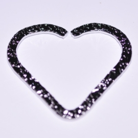 Metalen ring hart 33x31mm antiekzilver