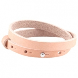 Cuoio armband dubbel 8mm nubuck leer light coral pink 27390