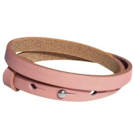 Cuoio armband dubbel 8mm leer pink blush 24497