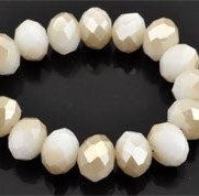 Facet 8x6mm rondel white alabaster gold coating