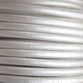 DQ Leer rond 3mm zilver metallic per 20cm