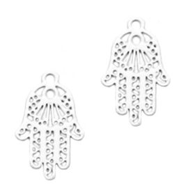 Bohemian bedel hamsa hand 17x11mm white 41572