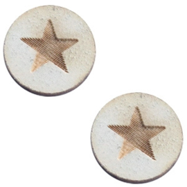 Cabochon plat 12mm hout grey star 42019