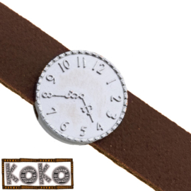 Leerschuiver  Koko Klok voor 10mm antiekzilver metaal FG545