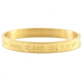 Quote armband goud "be happy" stainless steel 26242