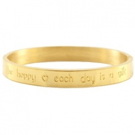 Quote armband goud "be happy" stainless steel 26242