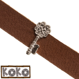 Leerschuiver  Koko key voor 10mm antiekzilver metaal FG531
