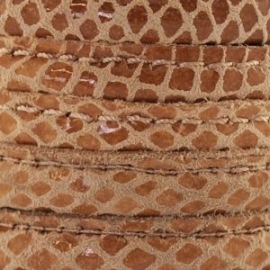 DQ Stitched leer 8x5mm beige bruin reptiel