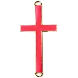 Kruis tussenzetsel 37x17mm roze rood-goud