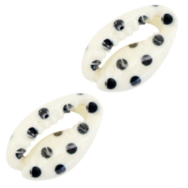 Kauri schelp kralen dots black-white 67902