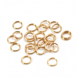 RVS ringetje gold plated 6x0,8mm, 10 stuks