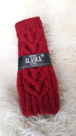 AW04- Gebreide wollen armwarmers - Donkerrood