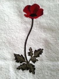 Gastendoekje, Handdoek of Baddoek met Klaproos (Poppy)