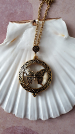 HK13 - Ketting met vergrootglas-medaillon Vlinder