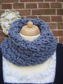 KS02 - Kolsjaal / Cowl in Outlander stijl - lichtblauwe tweed