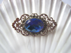 BR17 - Victoriaanse broche met blauwe facetsteen