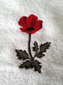 Gastendoekje, Handdoek of Baddoek met Klaproos (Poppy)