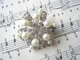 BR14 - Rococo / Tudor broche met parels en strass