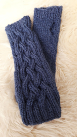 AW05- Gebreide wollen armwarmers - Donker jeansblauw