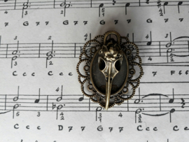 BR27 - Steampunk broche met ravenschedel