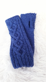 AW07- Gebreide wollen armwarmers - Donker jeansblauw