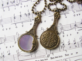 HK01 - Bronzen Steampunk ketting met handspiegeltje