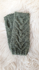 AW01- Gebreide wollen armwarmers - Licht mosgroen