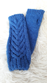 AW01- Gebreide wollen armwarmers - Jeansblauw