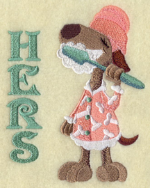 Handdoek of Baddoek met Puppy - "Hers"
