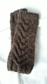 AW01 - Gebreide wollen armwarmers - Donkerbruin