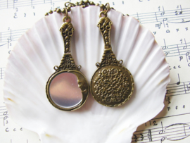 HK01 - Bronzen Steampunk ketting met handspiegeltje