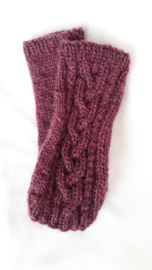 AW03 - Gebreide wollen armwarmers - Donker framboosroze