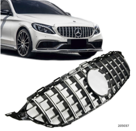 Mercedes W205 C panamericana GT-AMG Look Sportgrill Grill Glanszwart/Chroom  Bj 02/2014-02/2018