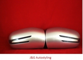 Mercedes W203 C Klasse AMG Look Spiegelkappen Upgrade V-Led Zilver Bj 2000-2008