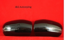 Mercedes W203 C Klasse AMG Look Spiegelkappen Upgrade V-Led Zwart Bj 2000-2008