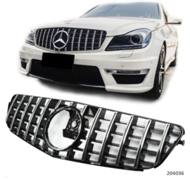 Mercedes W204 C panamericana GT-R AMG Look Sportgrill Grill Zwart/Chroom