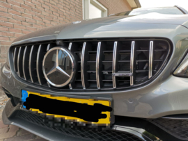 Mercedes W205 C63 AMG PANAMERICANA Grill Koelergrill Bumpergrill Sportgril Bj 2014-2018 Glanszwart/Chroom