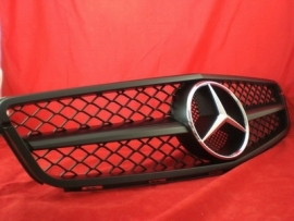 Mercedes W204 C Klasse C63 AMG Look Grill Matzwart Met Chromen Ster Bj 2007-2014